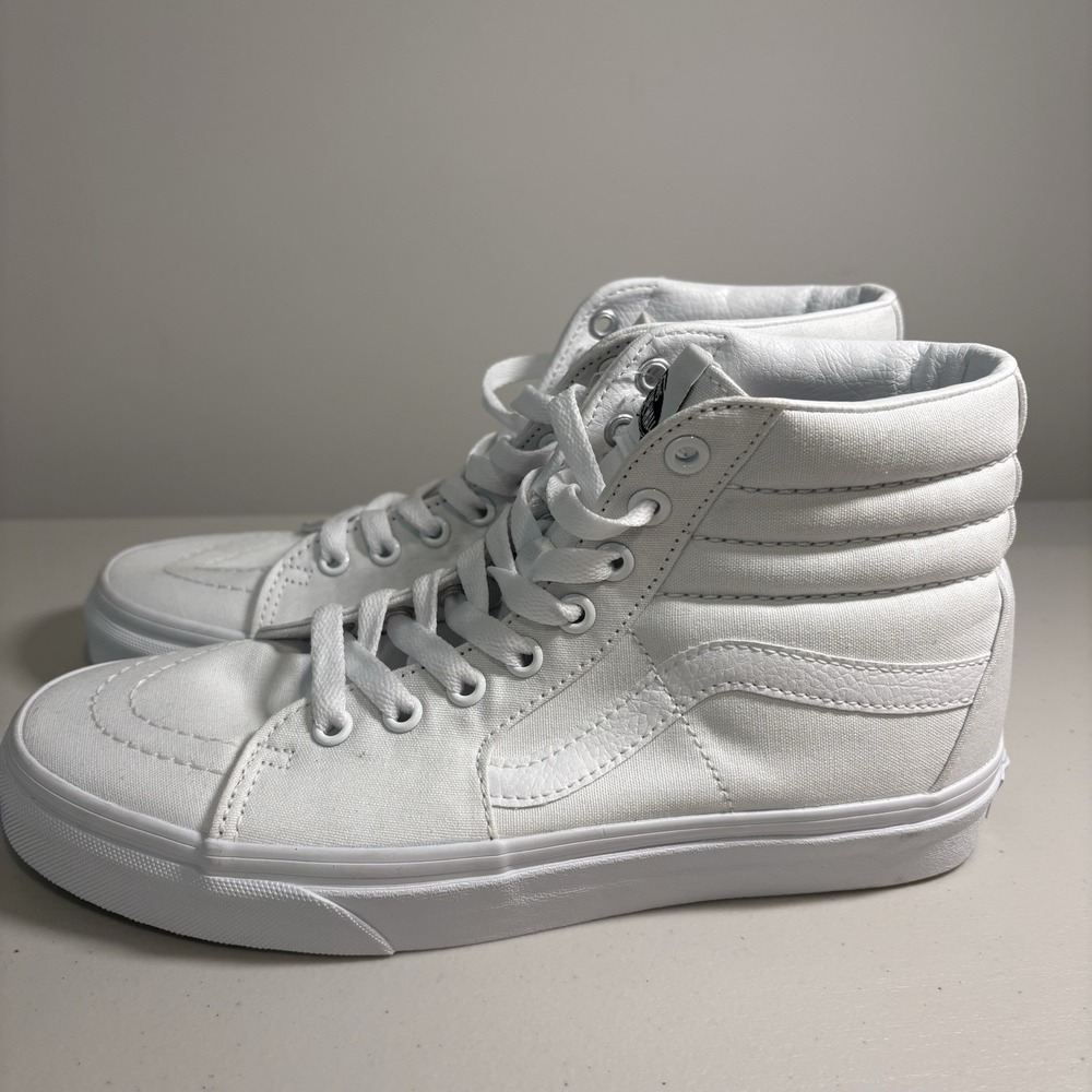 Vans Sk8-Hi Sneakers Mens 6.5 Womens 8 White Canvas High Top Skate Shoes